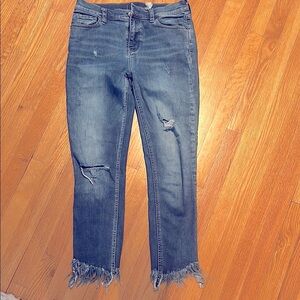 Free People Distressed Blue Jeans with Frayed Hem size 26
